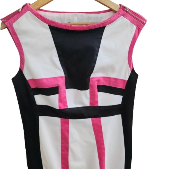 Alfani Pink & Black Color Block Sleeveless Cotton Blend Barbiecore Dress - Picture 2 of 5